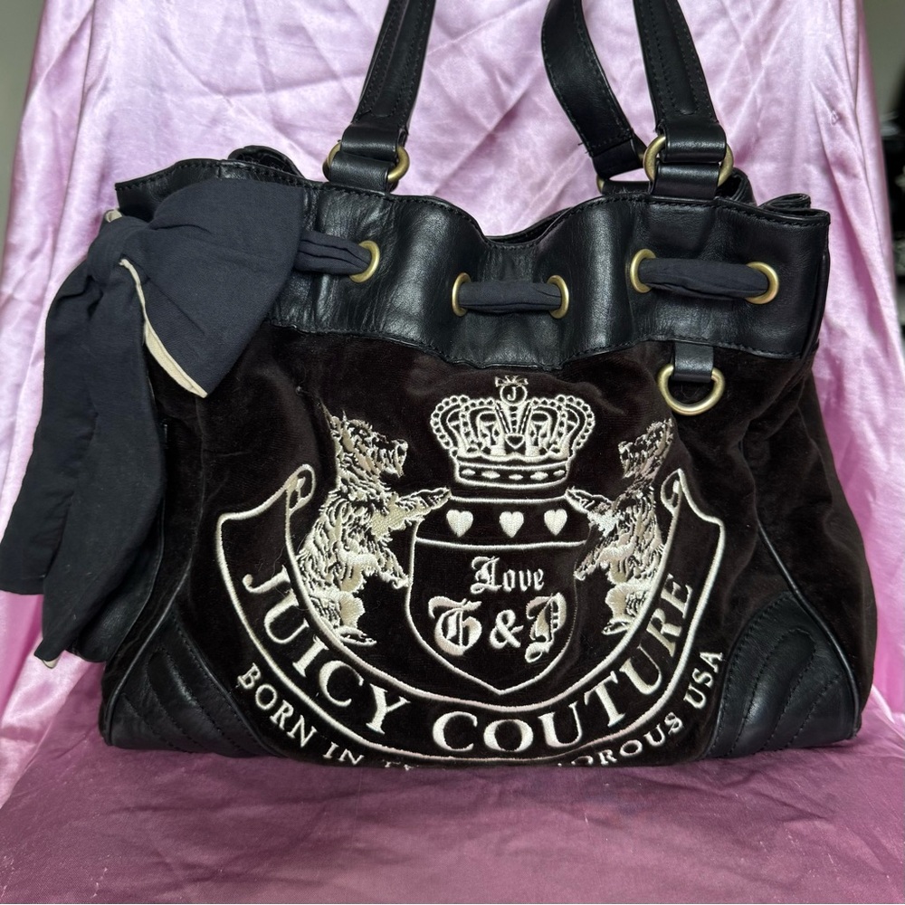 VINTAGE Juicy Couture Daydreamer Black Velour Tote Bag